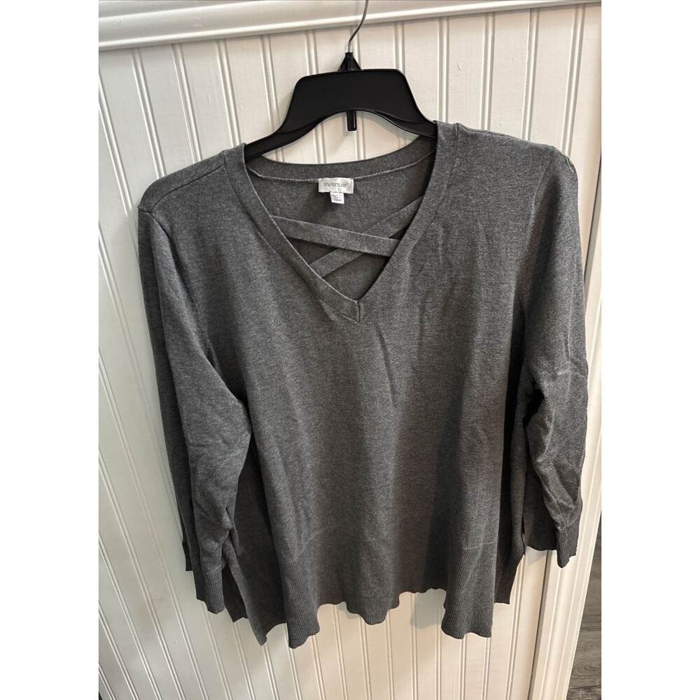 Avenue Gray Sweater Plus Size 22/24 Woman Lightweight Pullover Preown Chest 53"